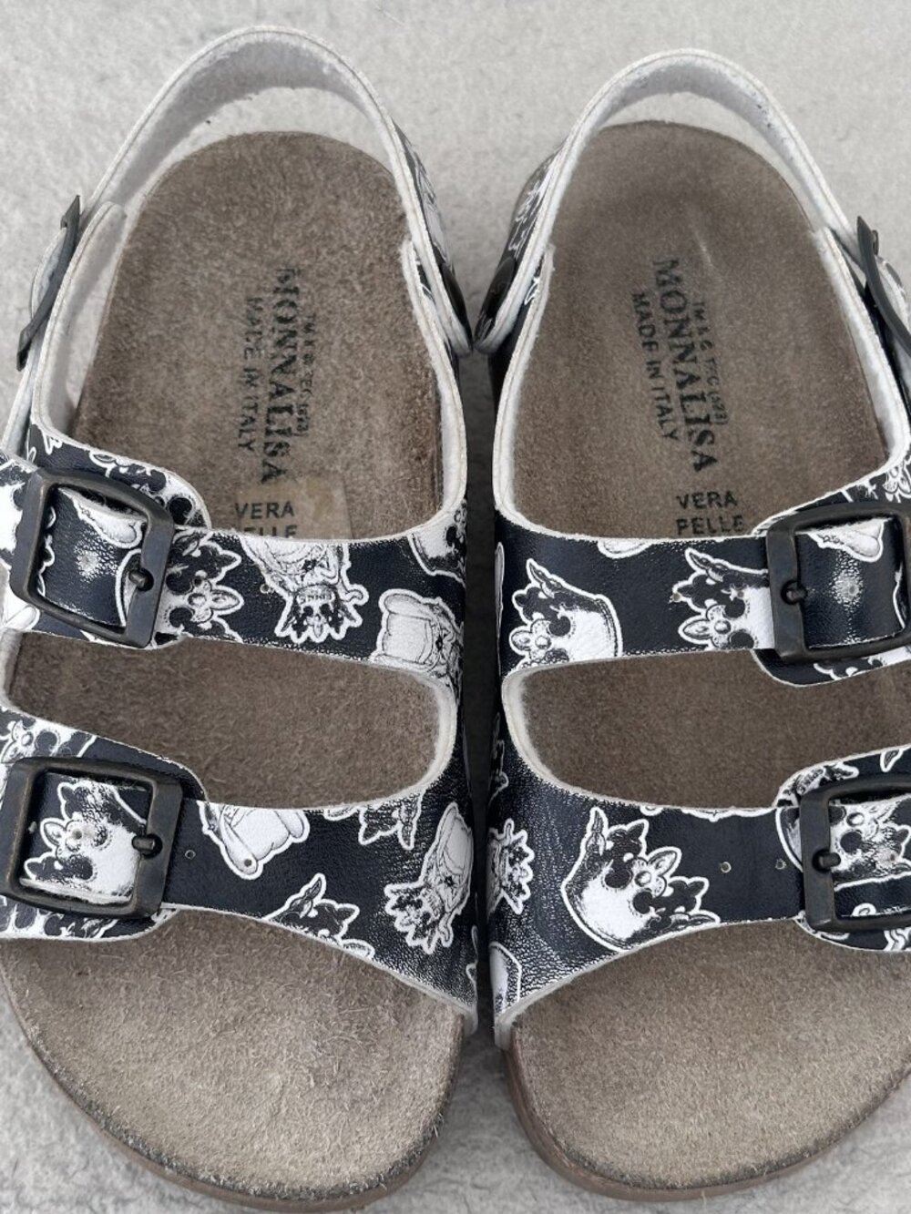 Monnalisa Italy Girls Sandals Size 10 Black Printed Buckle